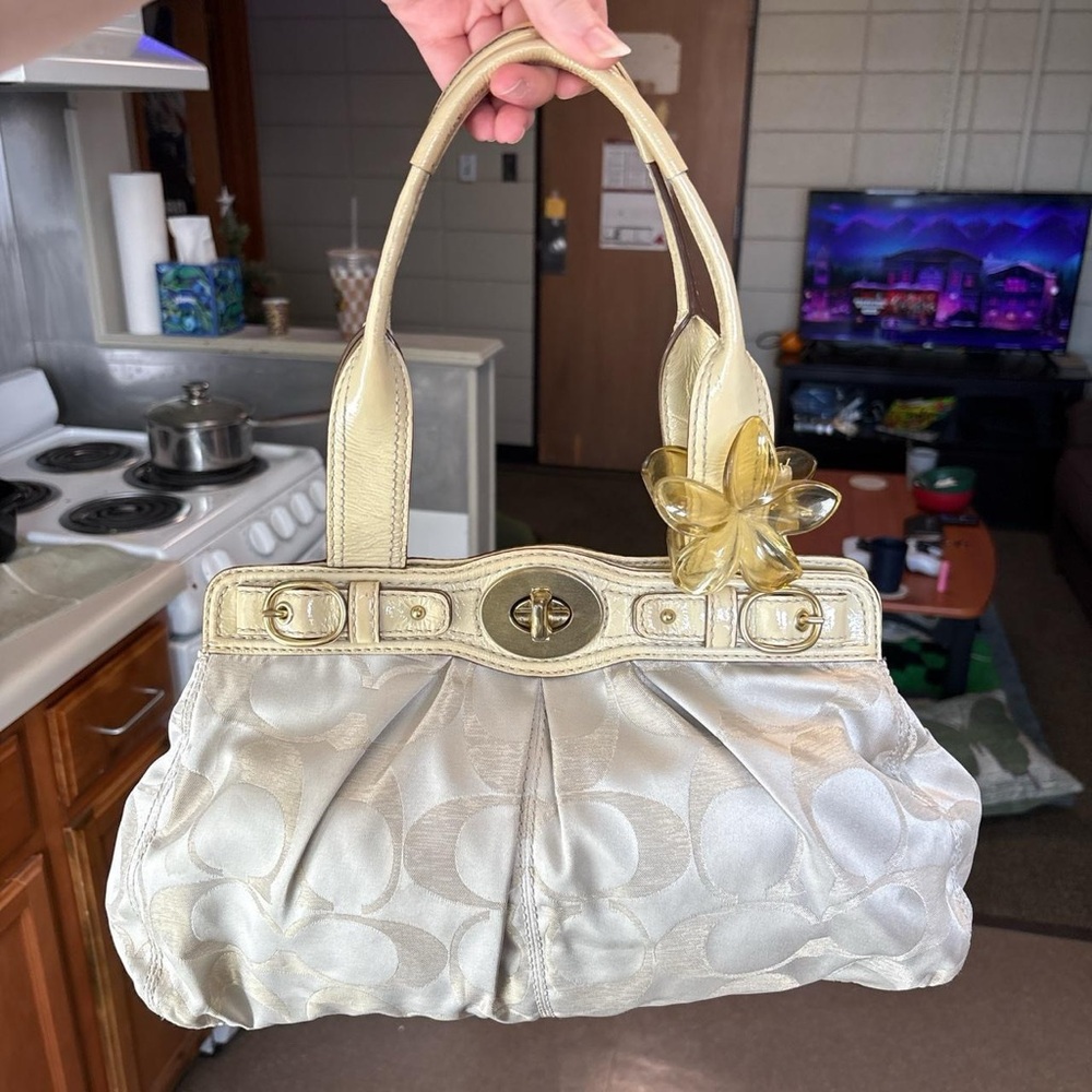 Coach Creme, Silver & Purple Handbag